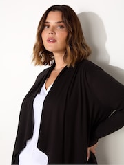 Live Unlimited Black Jersey Longline Waterfall Cardigan - Image 4 of 4