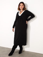 Live Unlimited Black Curve V-Neck Jersey Dress - Image 1 of 3