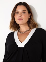 Live Unlimited Black Curve V-Neck Jersey Dress - Image 2 of 3
