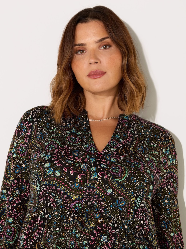 Live Unlimited Curve Schlangen-Print Jersey-Tunika mit Nehru-Kragen - Bild 2 von 4 Live Unlimited Curve Schlangen-Print Jersey-Tunika mit Nehru-Kragen - Bild 2 von 4