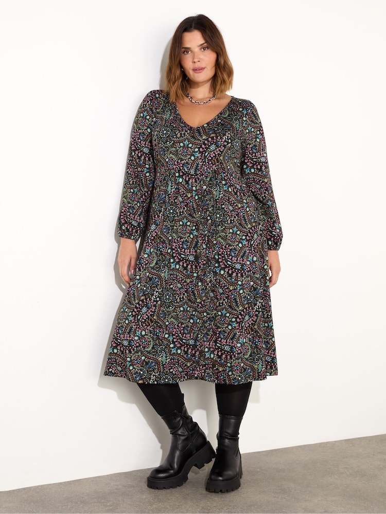 Live Unlimited Black Curve Snake Print Shift Dress - Image 1 of 4