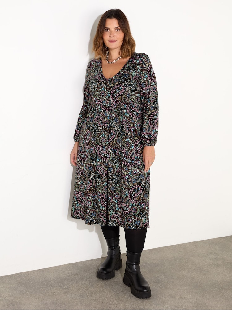 Live Unlimited Black Curve Snake Print Shift Dress - Image 2 of 4