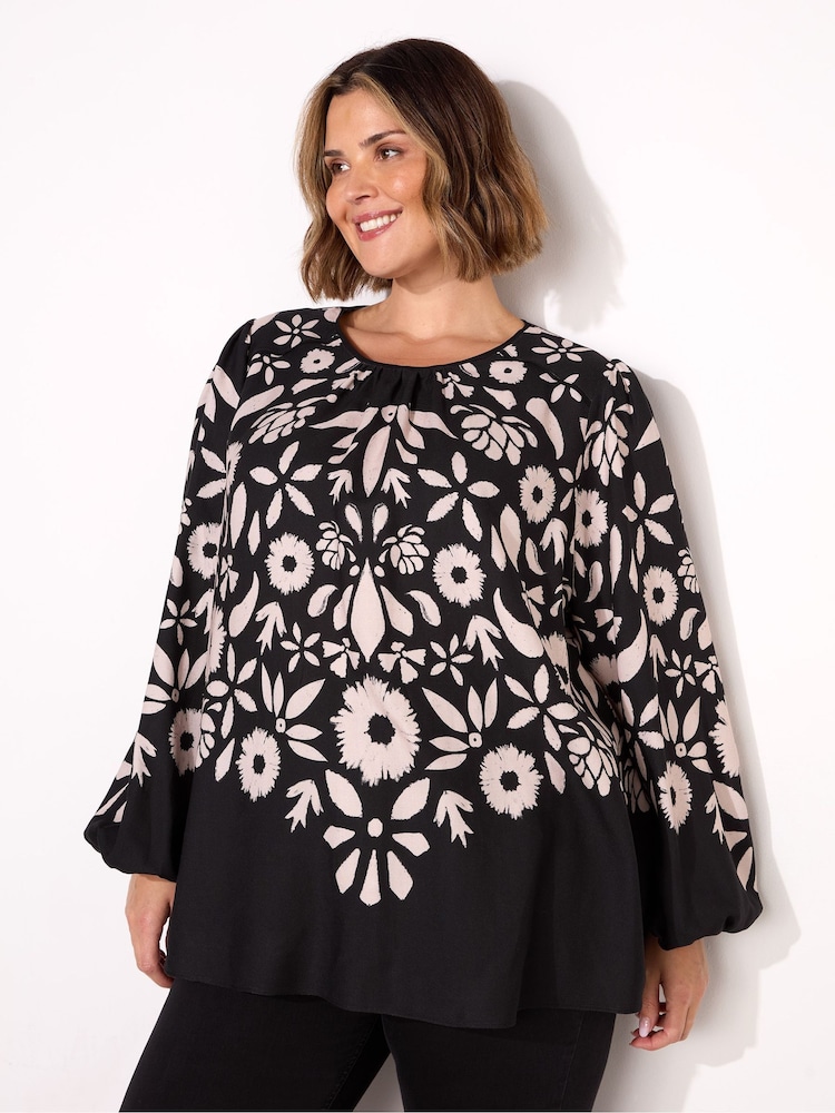 Live Unlimited – Bluse mit grafischem floralem Muster - Bild 2 von 5