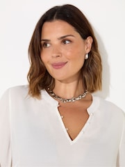 Live Unlimited White Crepe Embroidery Blouse - Image 3 of 5