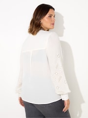 Live Unlimited White Crepe Embroidery Blouse - Image 5 of 5
