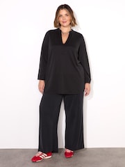 Live Unlimited Black Petite Cupro Jersey Trousers - Image 1 of 2