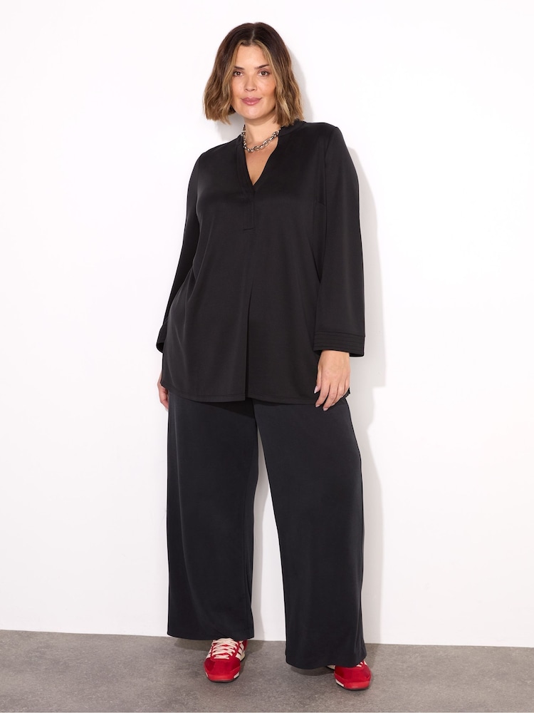 Live Unlimited Black Petite Cupro Jersey Trousers - Image 2 of 2