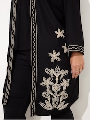 Live Unlimited Black Contrast Embroidery Kimono Jacket - Image 6 of 6