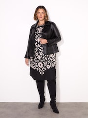 Live Unlimited Black Curve Graphic Floral Placement Dress - Image 3 of 6