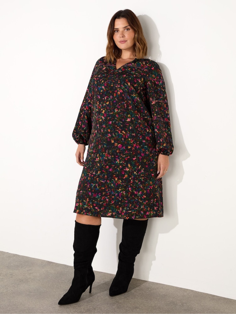 Live Unlimited Curve Multicolor Ditsy Midi Rochie - Imaginea 1 din 4