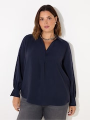 Live Unlimited Blue Soft Touch Half Placket Shirt - Image 1 of 3