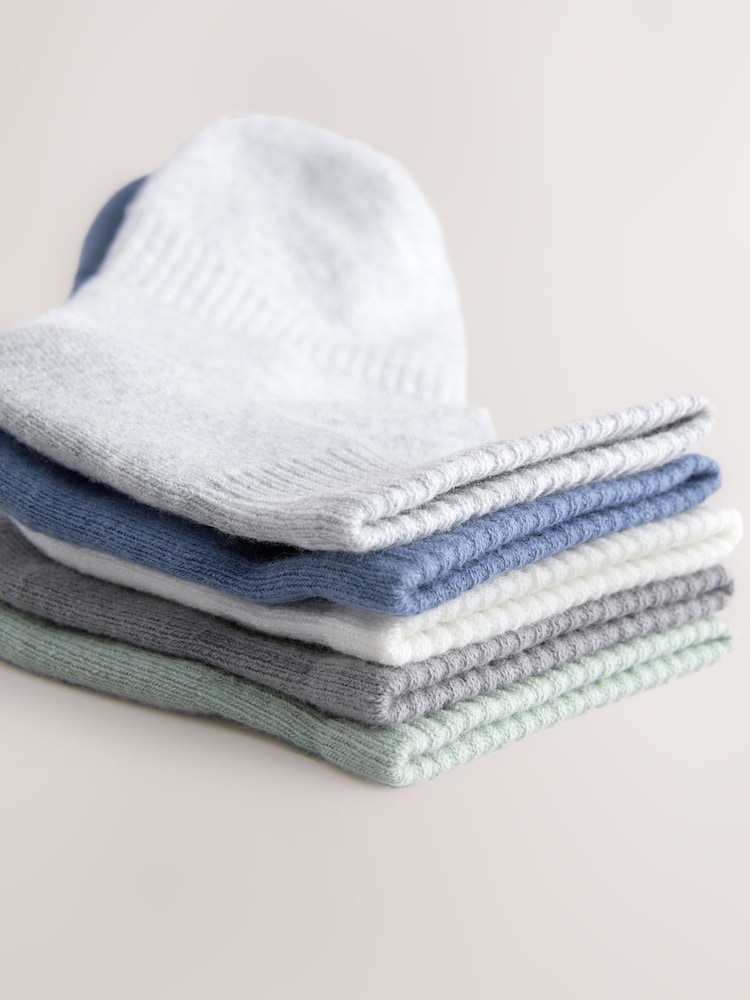Blue/Grey 5 Pack Mid Trainer Socks - Image 7 of 8