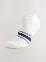 White Striped 5 Pack Cushioned Trainers Socks - Image 2 of 10