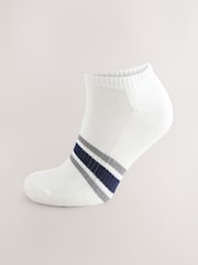 White Striped 5 Pack Cushioned Trainers Socks - Image 3 of 10
