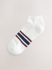 White Striped 5 Pack Cushioned Trainers Socks - Image 5 of 10