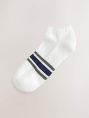 White Striped 5 Pack Cushioned Trainers Socks - Image 6 of 10