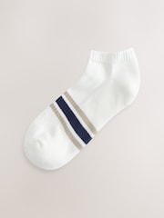 White Striped 5 Pack Cushioned Trainers Socks - Image 8 of 10