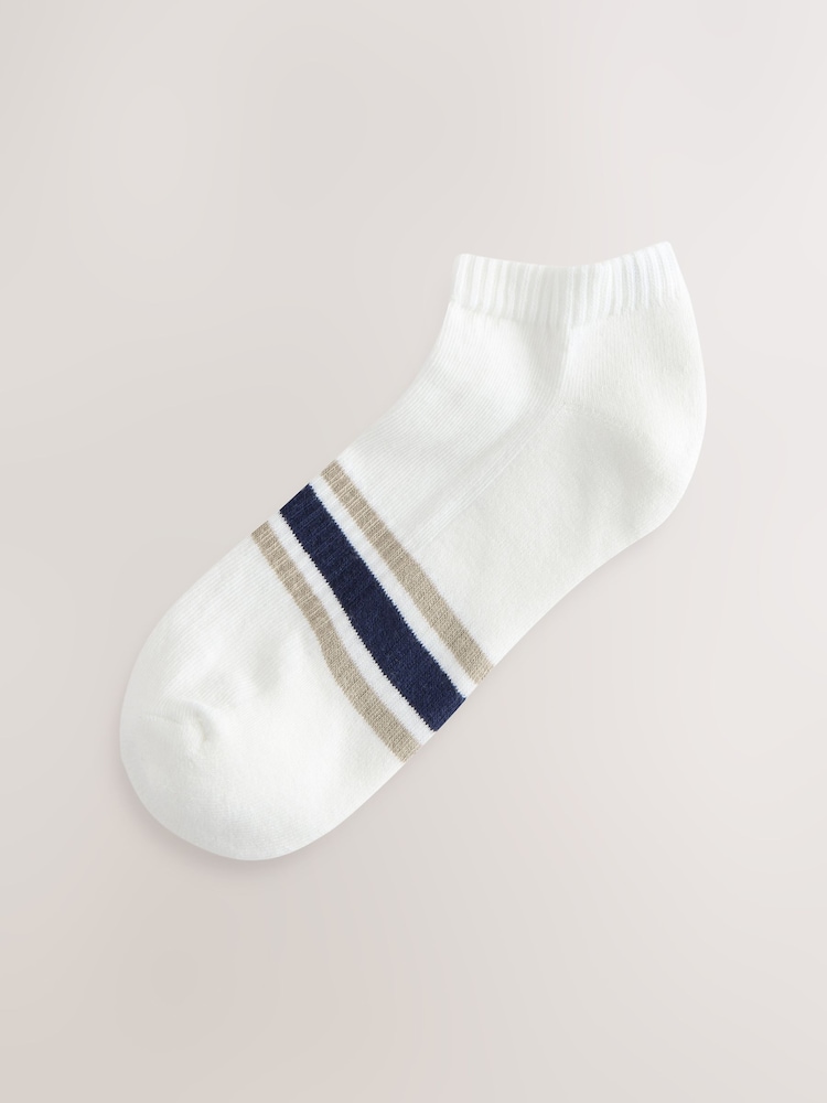 White Striped 5 Pack Cushioned Trainers Socks - Image 8 of 10