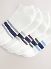 White Striped 5 Pack Cushioned Trainers Socks - Image 9 of 10