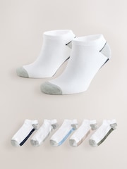 White/Coloured Footbed Trainer Socks 5 Pack - Image 1 of 8