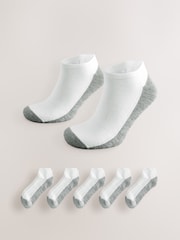 Grey/White 5 Pack Cushioned Trainers Socks - Image 1 of 4