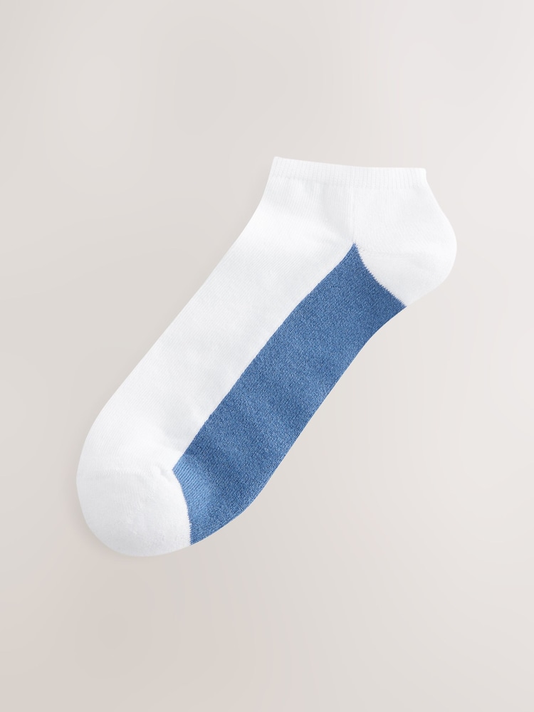White/Blue 5 Pack Cushioned Trainers Socks - Image 4 of 8