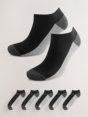 Black/Grey 5 Pack Cushioned Trainers Socks - Image 1 of 3
