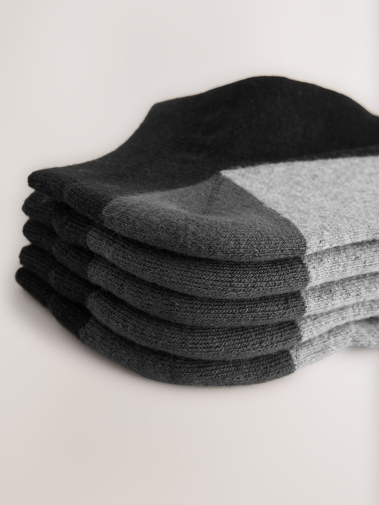 Black/Grey 5 Pack Cushioned Trainers Socks - Image 3 of 3