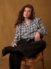 Mint Velvet Blue Checked Ruffle Blouse - Image 1 of 7