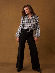 Mint Velvet Blue Checked Ruffle Blouse - Image 2 of 7