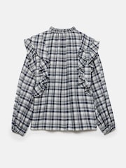 Mint Velvet Blue Checked Ruffle Blouse - Image 7 of 7