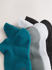 White/Grey/Navy Blue Active Cushioned Sports Trainer Socks 4 Pack - Image 6 of 7