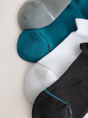 White/Grey/Navy Blue Active Cushioned Sports Trainer Socks 4 Pack - Image 7 of 7