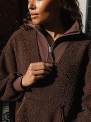 Marrón - Chelsea Peers Borg Quarter Zip Funnel Sweatshirt - Imagen 2 de 5