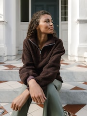 Marrón - Chelsea Peers Borg Quarter Zip Funnel Sweatshirt - Imagen 5 de 5