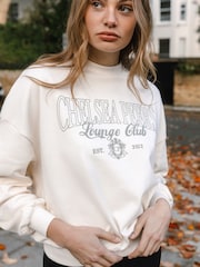 Chelsea Peers White Cotton Printed Logo Sweatshirt - Image 3 of 5