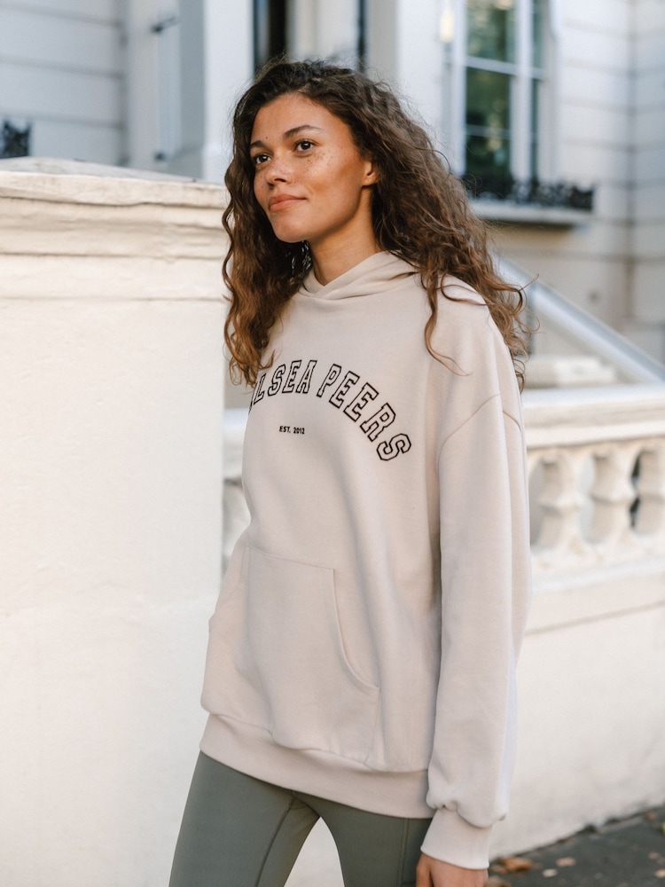 Chelsea Peers Nude Cotton Embroidered Logo Hoodie - Image 2 of 5