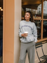 Chelsea Peers Grey Cotton Embroidered Letterman Logo Sweatshirt - Image 2 of 3