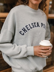 Chelsea Peers Grey Cotton Embroidered Letterman Logo Sweatshirt - Image 3 of 3