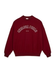 Chelsea Peers Red Cotton Embroidered Letterman Logo Sweatshirt - Image 1 of 3