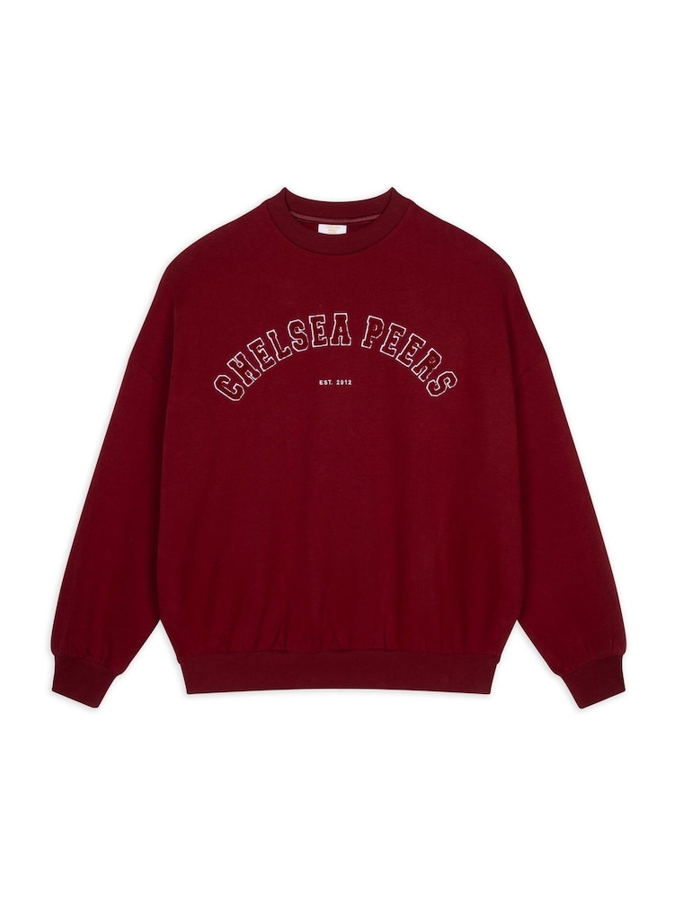 Chelsea Peers Red Cotton Embroidered Letterman Logo Sweatshirt - Image 1 of 3