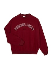 Chelsea Peers Red Cotton Embroidered Letterman Logo Sweatshirt - Image 2 of 3