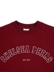 Chelsea Peers Red Cotton Embroidered Letterman Logo Sweatshirt - Image 3 of 3