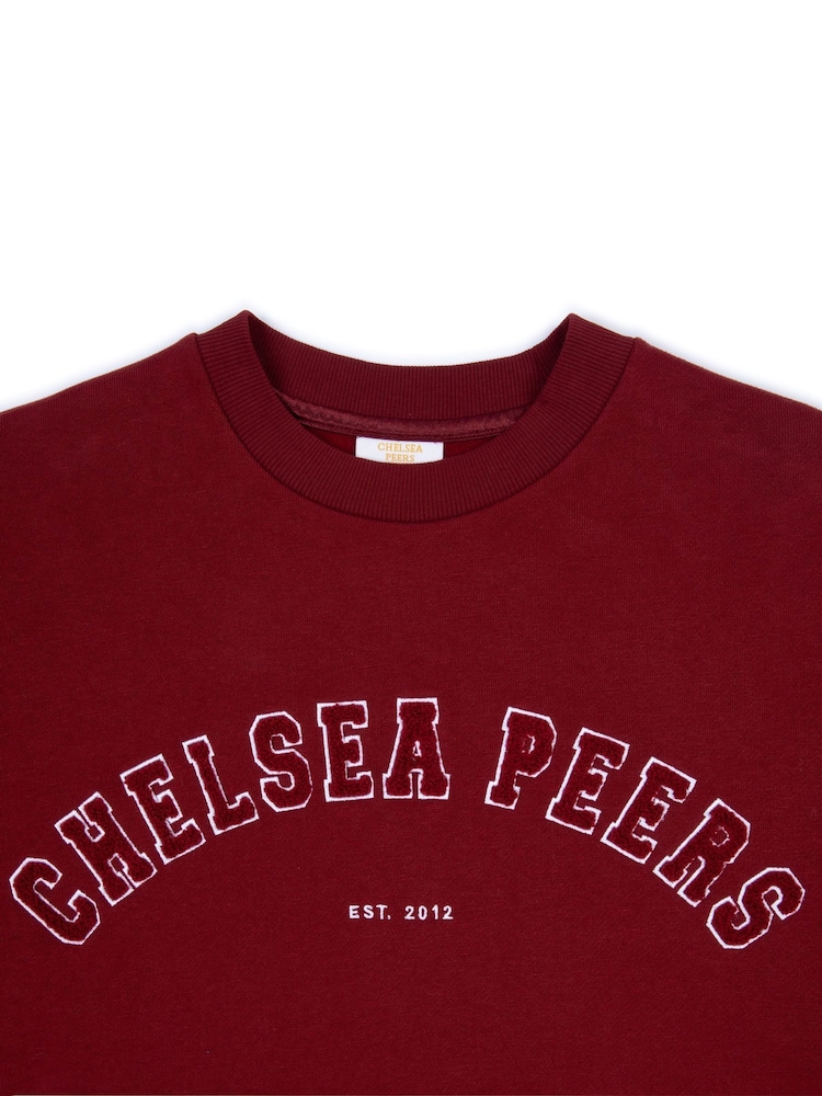 Chelsea Peers Red Cotton Embroidered Letterman Logo Sweatshirt - Image 3 of 3