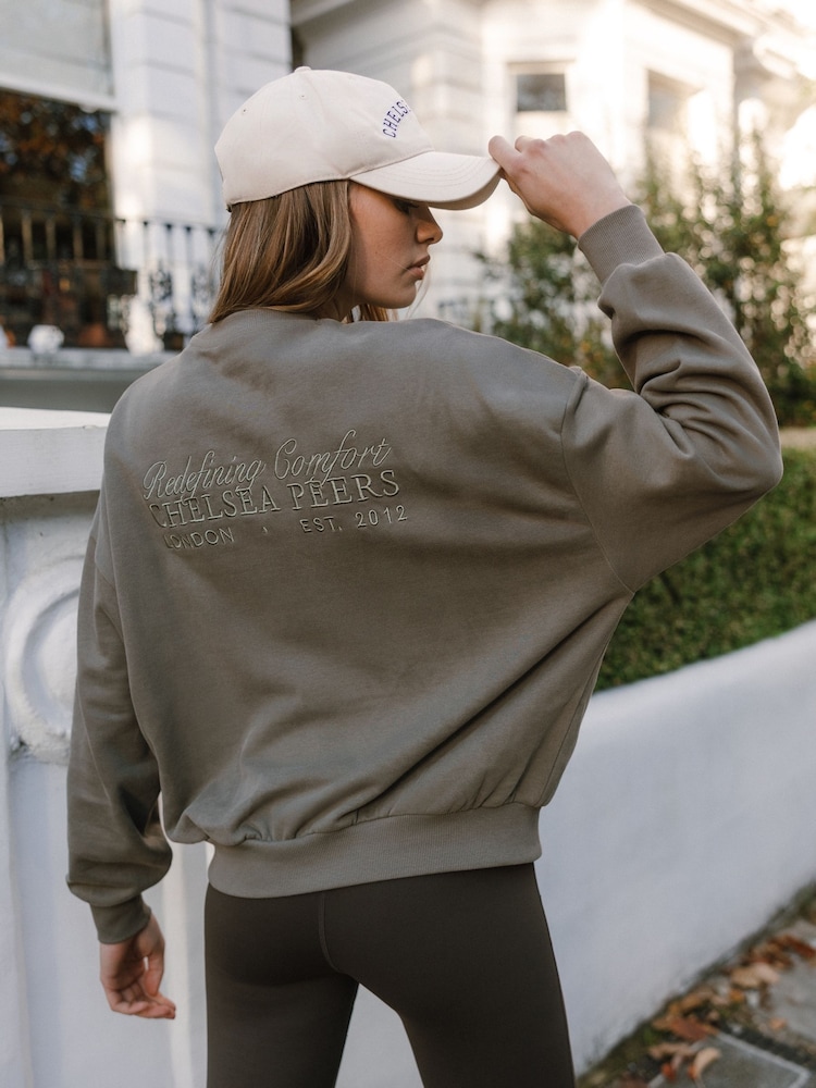 Chelsea Peers Green Cotton Embroidered Back Logo Sweatshirt - Image 1 of 4