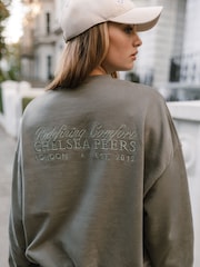 Chelsea Peers Green Cotton Embroidered Back Logo Sweatshirt - Image 4 of 4