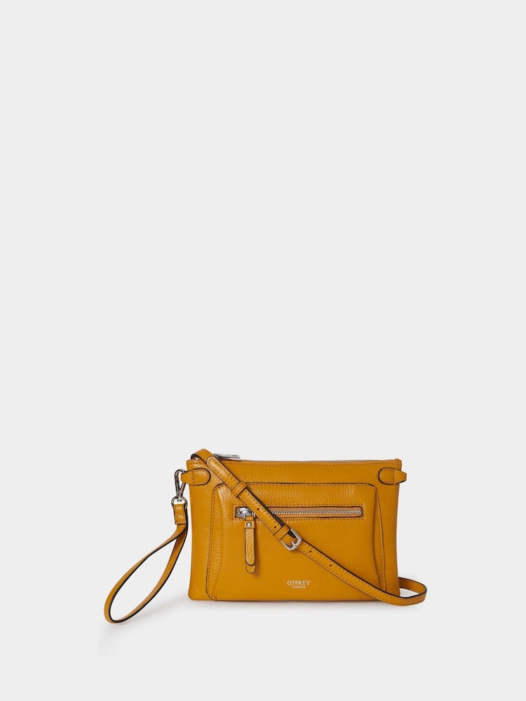 OSPREY LONDON Yellow The Ruby Leather Cross-Body Clutch Bag - Image 1 of 5