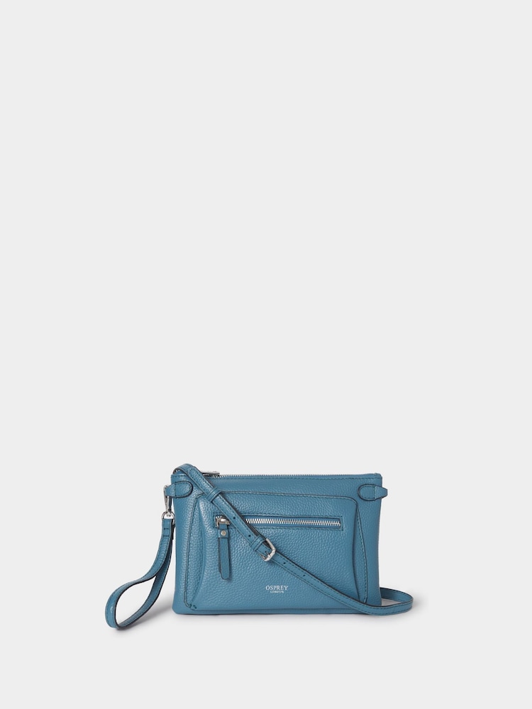 OSPREY LONDON Blue The Ruby Leather Cross-Body Clutch Bag - Image 1 of 5