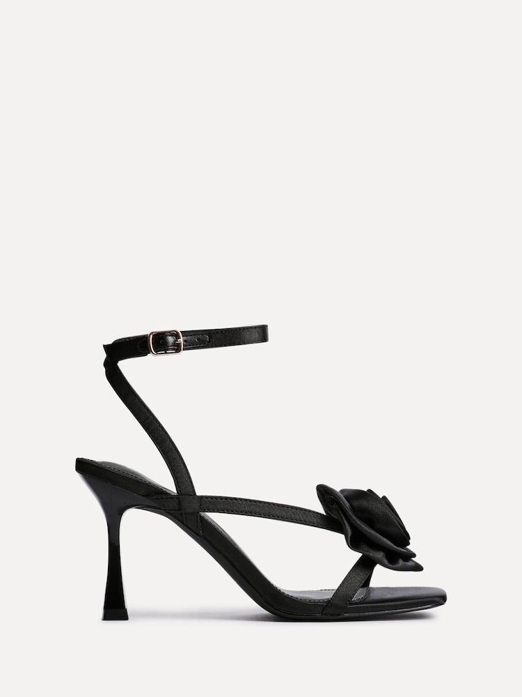 Linzi Black Valentine Flower Strappy Heeled Sandals - Image 2 of 5