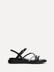 Linzi Black Spark Diamante Strappy Flat Sandals - Image 2 of 5